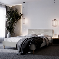 łóżko tapicerowane pikowane w karo - 36